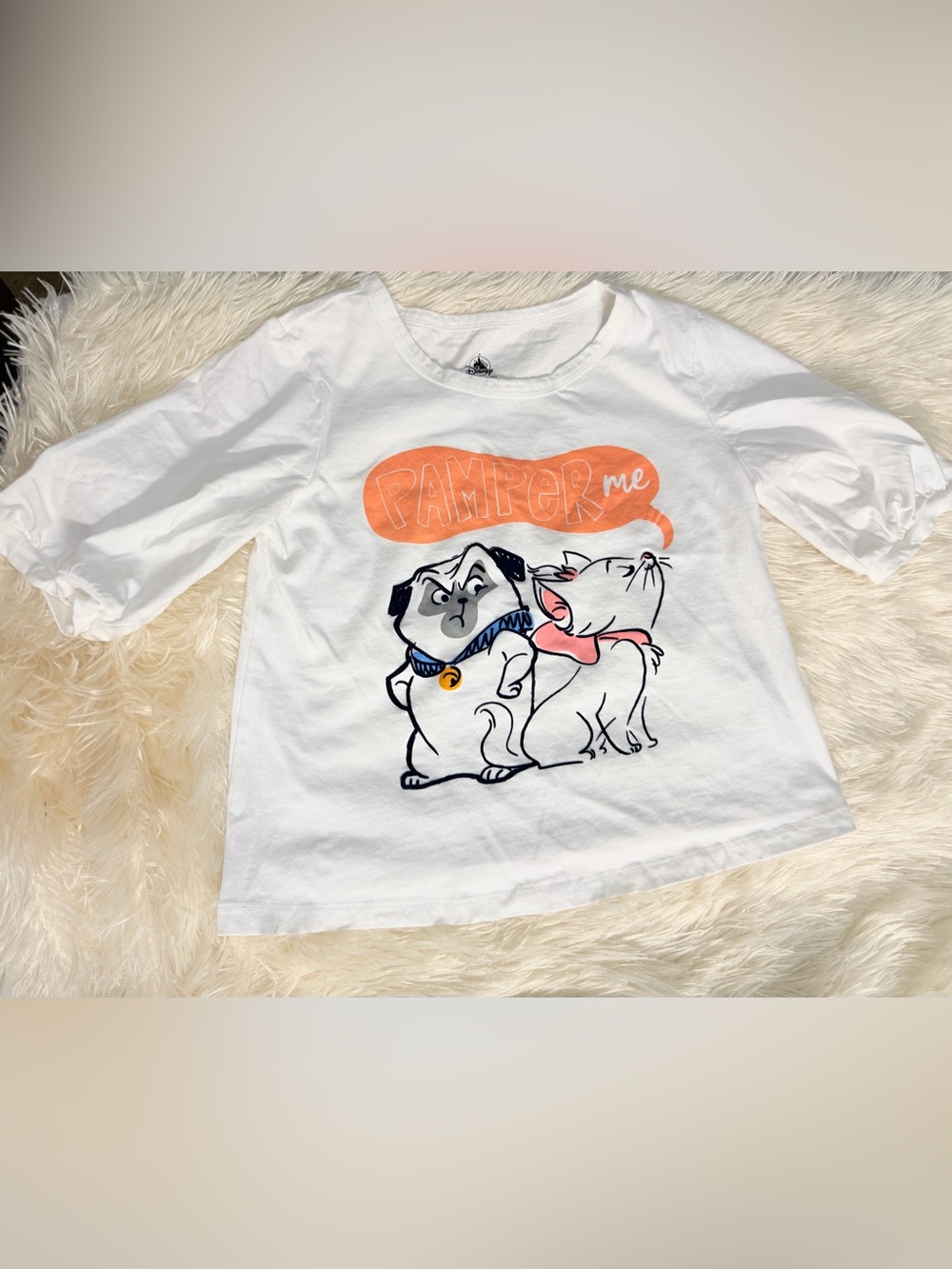 Disney pug dog Aristocats cat shirt girls L